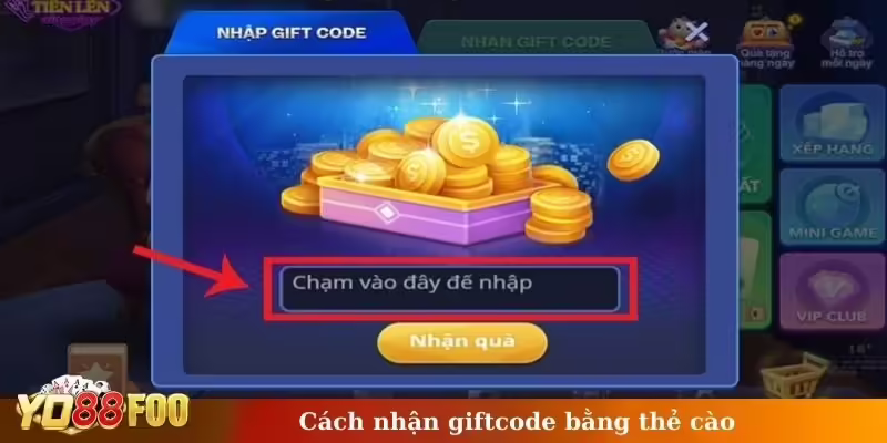 Nhận giftcode bằng thẻ cào