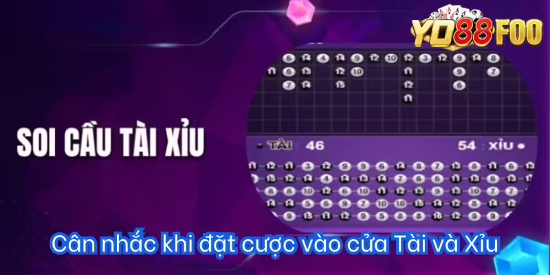 Cân nhắc khi đặt cược vào cửa Tài và Xỉu